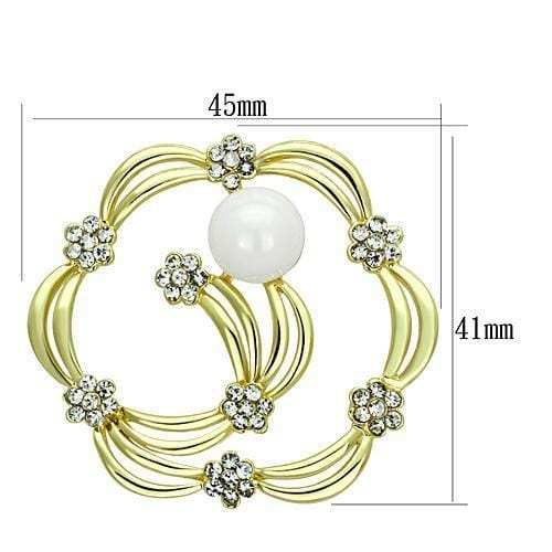LO2810 - Flash Gold White Metal Brooches with Synthetic Pearl in White - Alamode - Flyclothing LLC
