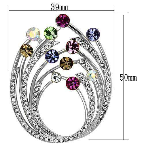 LO2811 - Imitation Rhodium White Metal Brooches with Top Grade Crystal in Multi Color - Alamode - Flyclothing LLC