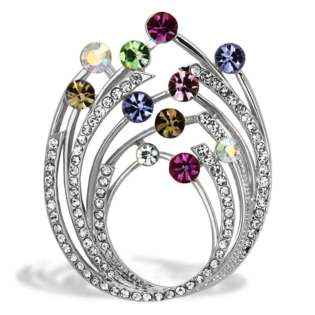 LO2811 - Imitation Rhodium White Metal Brooches with Top Grade Crystal in Multi Color - Alamode - Flyclothing LLC