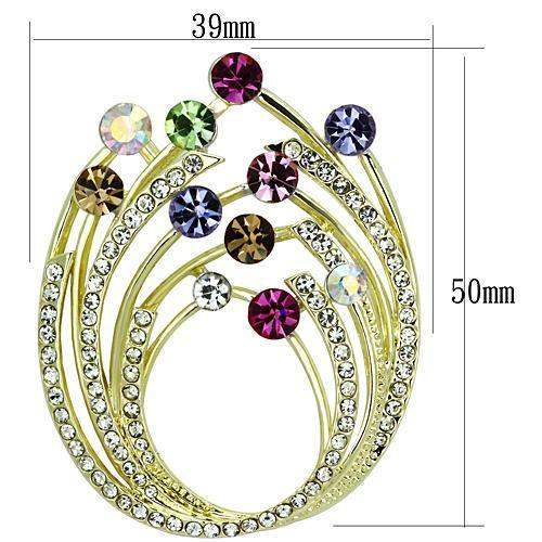 LO2812 - Flash Gold White Metal Brooches with Top Grade Crystal in Multi Color - Alamode - Flyclothing LLC