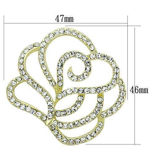 LO2814 - Flash Gold White Metal Brooches with Top Grade Crystal in Clear - Alamode - Flyclothing LLC