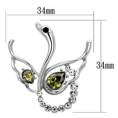 LO2815 - Imitation Rhodium White Metal Brooches with Top Grade Crystal in Olivine color - Alamode - Flyclothing LLC