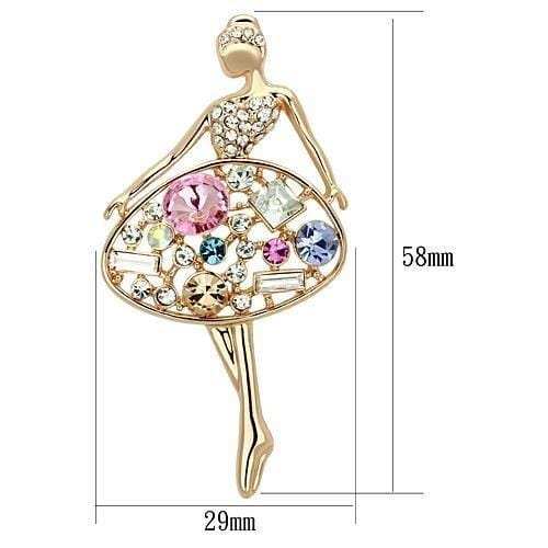 LO2818 - Flash Rose Gold White Metal Brooches with Top Grade Crystal in Multi Color - Alamode - Flyclothing LLC