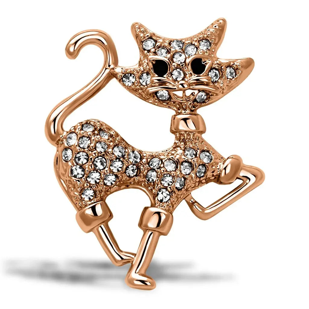 LO2819 - Imitation Rhodium White Metal Brooches with Top Grade Crystal in Clear - Alamode - Flyclothing LLC