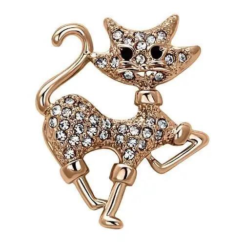 LO2820 - Flash Rose Gold White Metal Brooches with Top Grade Crystal  in Clear - Alamode