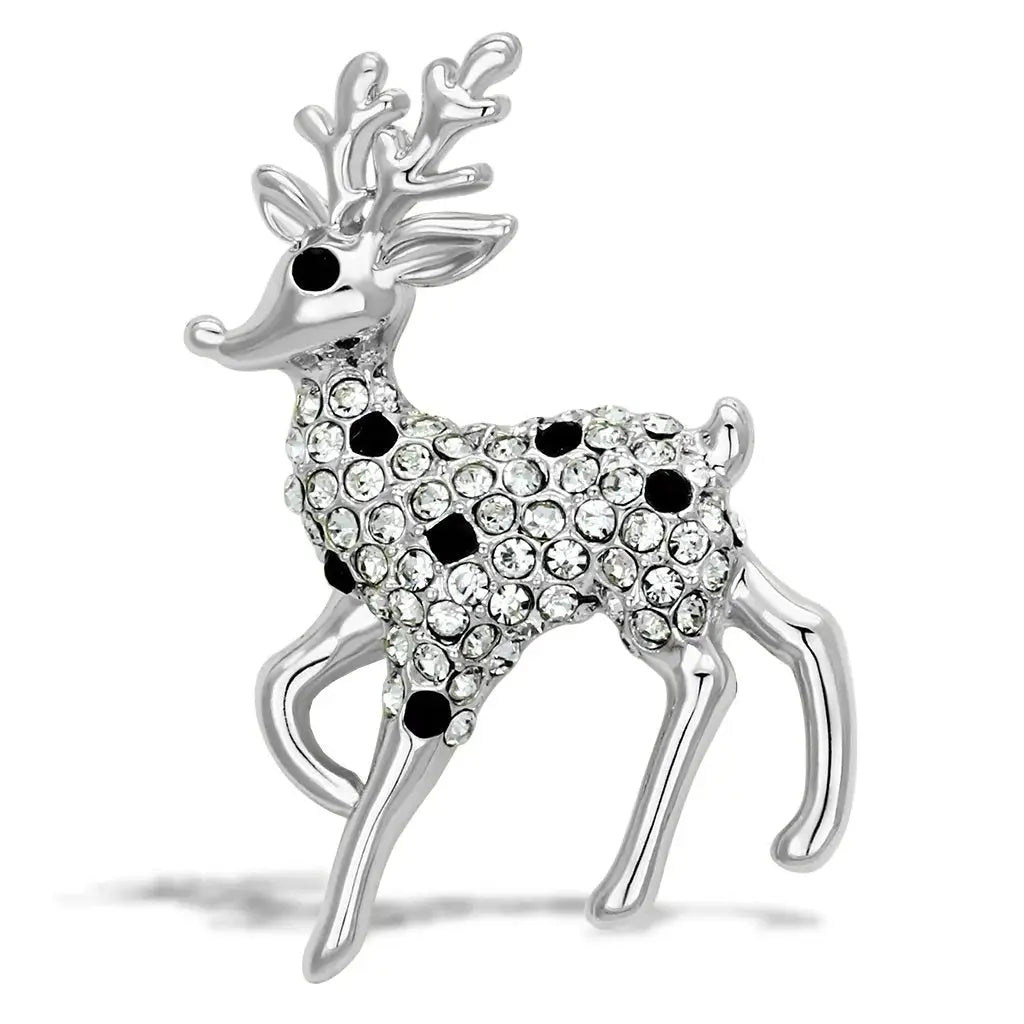 LO2822 - Flash Gold White Metal Brooches with Top Grade Crystal in Jet - Alamode - Flyclothing LLC