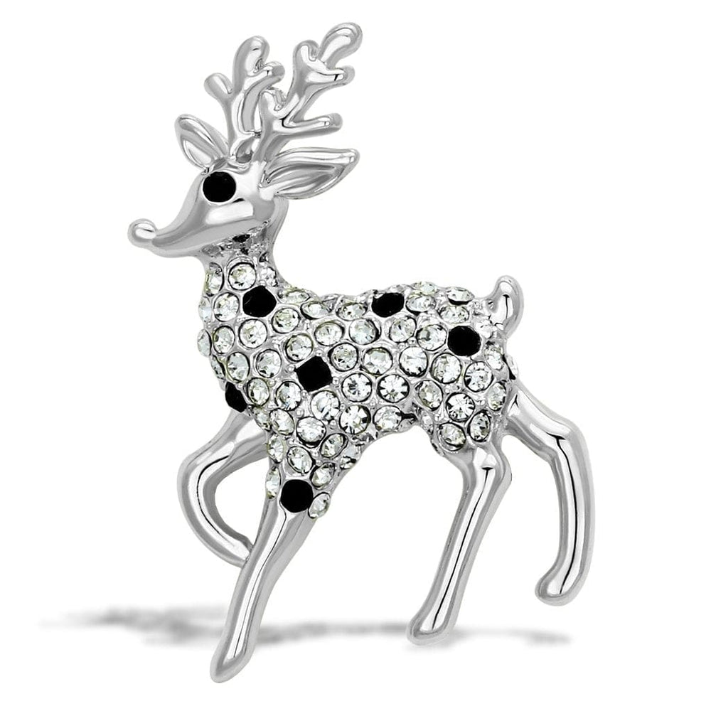 LO2822 - Flash Gold White Metal Brooches with Top Grade Crystal  in Jet - Alamode