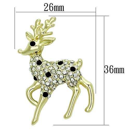 LO2822 - Flash Gold White Metal Brooches with Top Grade Crystal in Jet - Alamode - Flyclothing LLC