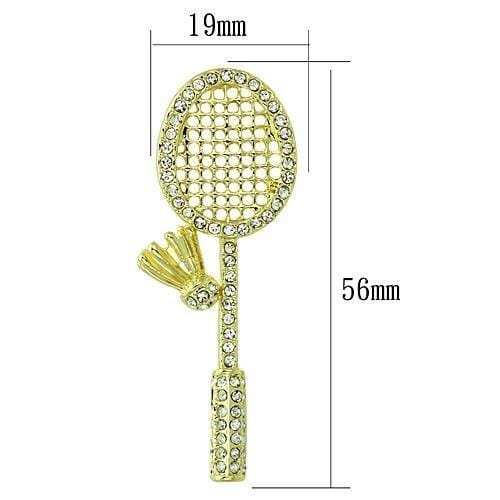 LO2824 - Flash Gold White Metal Brooches with Top Grade Crystal in Clear - Alamode - Flyclothing LLC