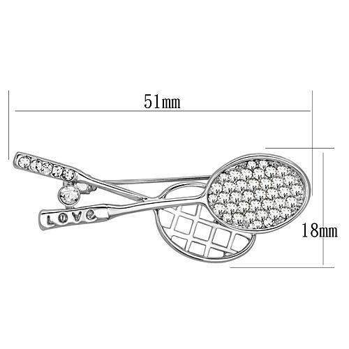 LO2827 - Imitation Rhodium White Metal Brooches with Top Grade Crystal in Clear - Alamode - Flyclothing LLC