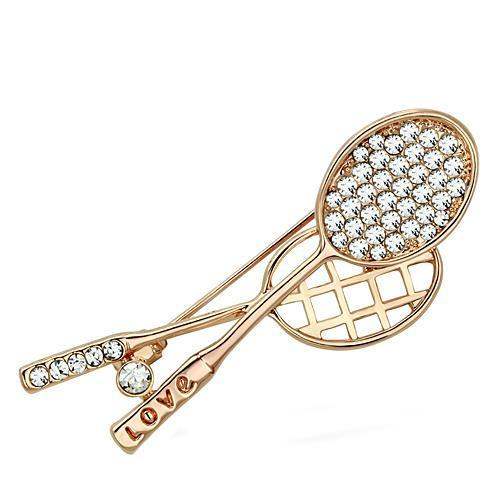 LO2828 - Flash Rose Gold White Metal Brooches with Top Grade Crystal in Clear - Alamode - Flyclothing LLC