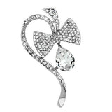 LO2831 - Imitation Rhodium White Metal Brooches with Synthetic Synthetic Glass in Clear - Alamode