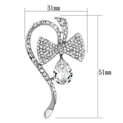 LO2831 - Imitation Rhodium White Metal Brooches with Synthetic Synthetic Glass in Clear - Alamode - Flyclothing LLC