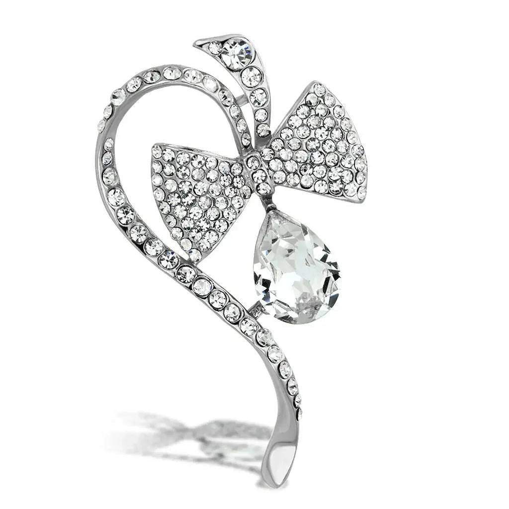 LO2832 - Flash Rose Gold White Metal Brooches with Synthetic Synthetic Glass in Clear - Alamode - Flyclothing LLC
