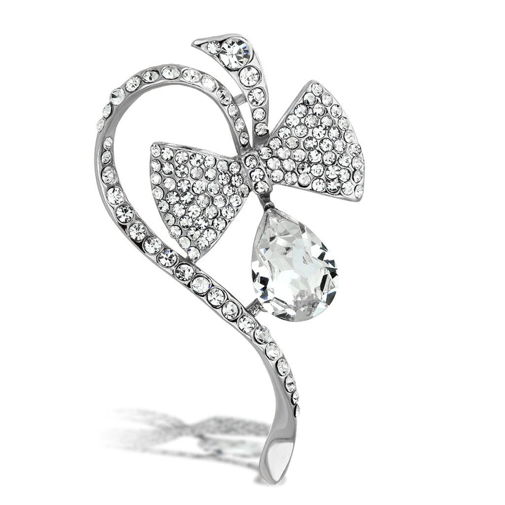 LO2832 - Flash Rose Gold White Metal Brooches with Synthetic Synthetic Glass in Clear - Alamode