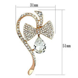LO2832 - Flash Rose Gold White Metal Brooches with Synthetic Synthetic Glass in Clear - Alamode