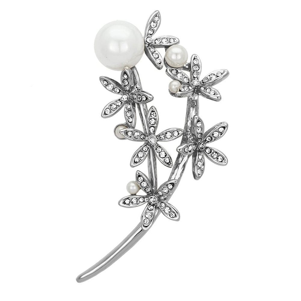 LO2834 - Flash Rose Gold White Metal Brooches with Synthetic Pearl in White - Alamode