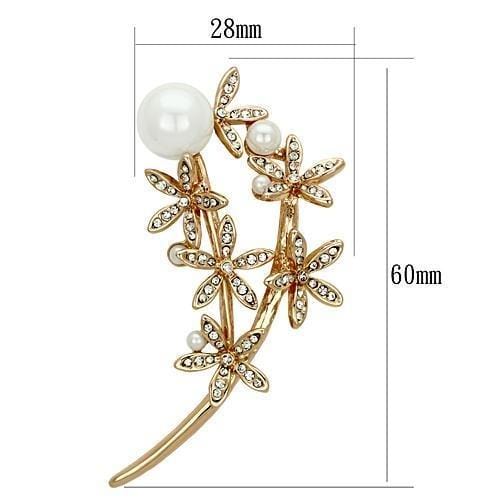 LO2834 - Flash Rose Gold White Metal Brooches with Synthetic Pearl in White