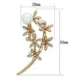 LO2834 - Flash Rose Gold White Metal Brooches with Synthetic Pearl in White - Alamode
