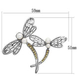 LO2836 - Imitation Rhodium White Metal Brooches with Synthetic Pearl in White - Alamode - Flyclothing LLC