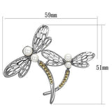 LO2836 - Imitation Rhodium White Metal Brooches with Synthetic Pearl in White - Alamode