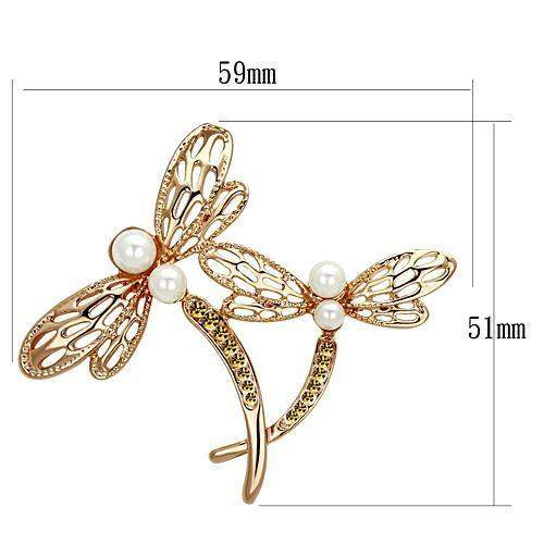 LO2837 - Flash Rose Gold White Metal Brooches with Synthetic Pearl in White - Alamode - Flyclothing LLC