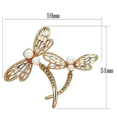 LO2837 - Flash Rose Gold White Metal Brooches with Synthetic Pearl in White