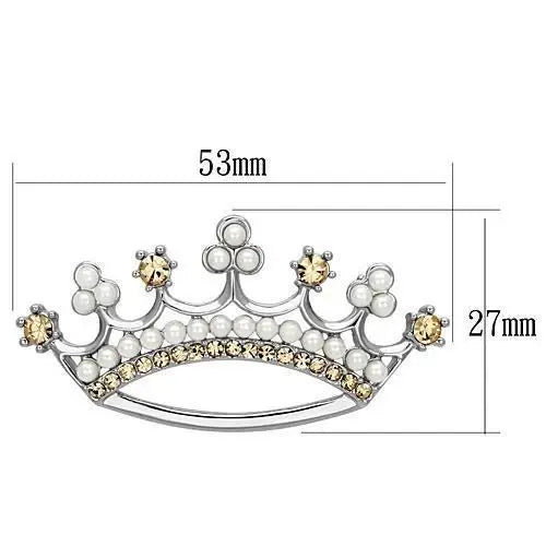 LO2838 - Imitation Rhodium White Metal Brooches with Synthetic Pearl in White - Alamode - Flyclothing LLC