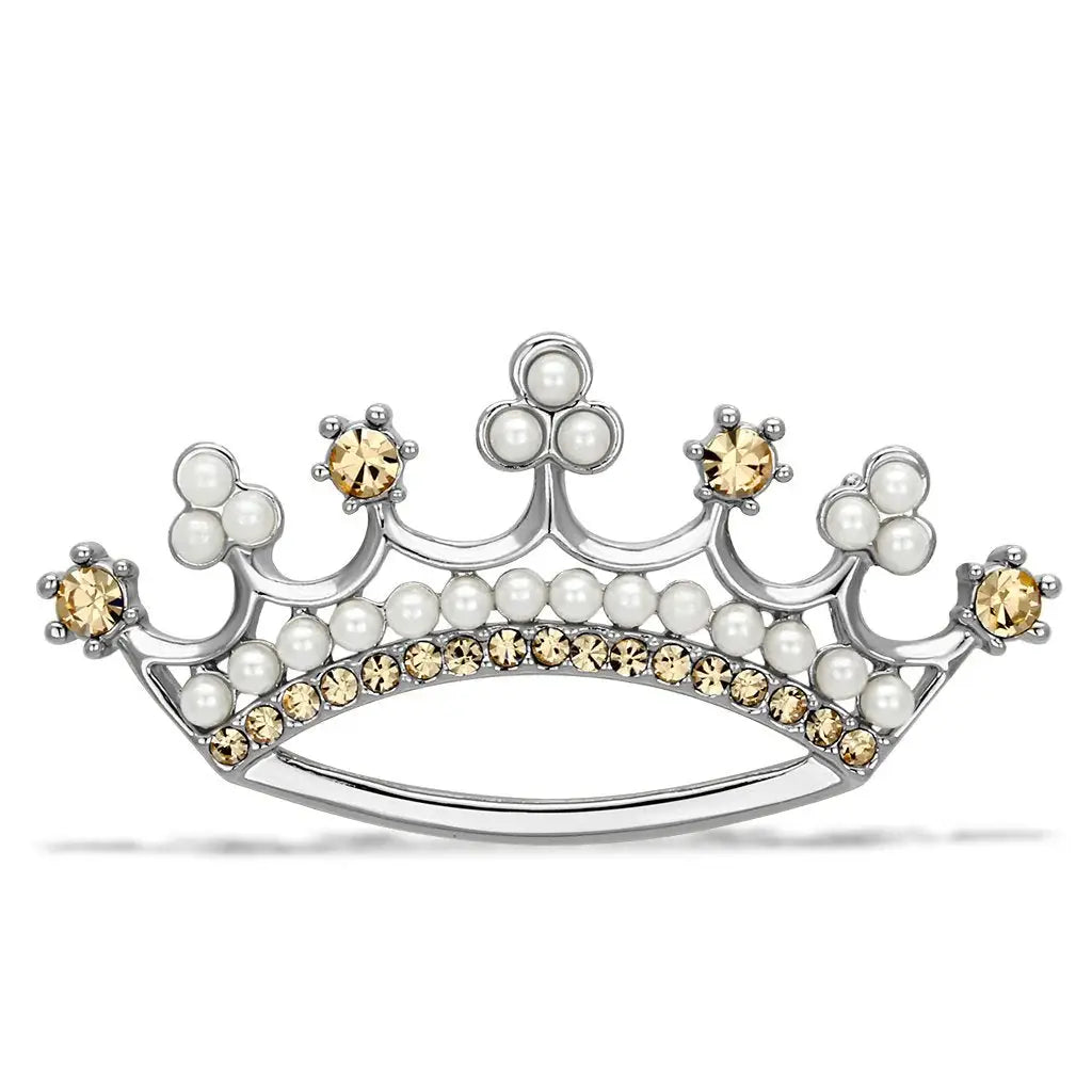 LO2838 - Imitation Rhodium White Metal Brooches with Synthetic Pearl in White - Alamode - Flyclothing LLC