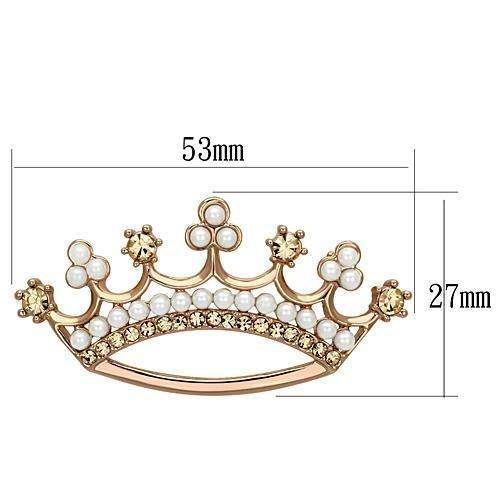 LO2839 - Flash Rose Gold White Metal Brooches with Synthetic Pearl in White - Alamode - Flyclothing LLC