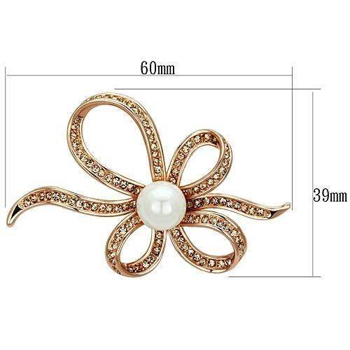 LO2841 - Flash Rose Gold White Metal Brooches with Synthetic Pearl in White - Alamode - Flyclothing LLC