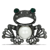 LO2845 - Ruthenium White Metal Brooches with Synthetic Pearl in White - Alamode