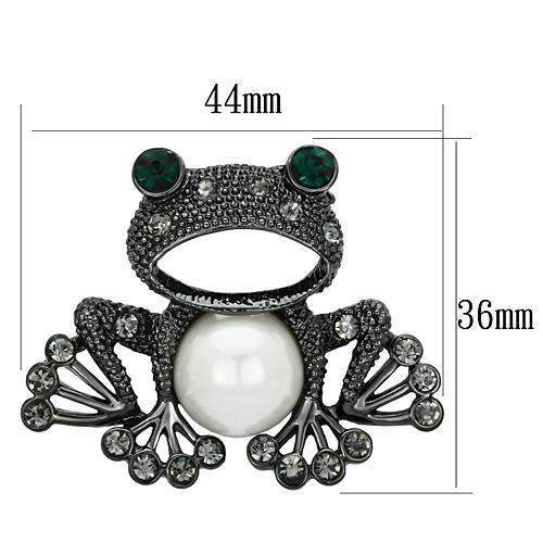 LO2845 - Ruthenium White Metal Brooches with Synthetic Pearl in White - Alamode - Flyclothing LLC
