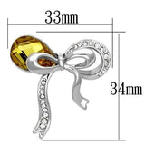 LO2846 - Imitation Rhodium White Metal Brooches with Synthetic Glass Bead in Topaz