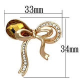 LO2847 - Flash Rose Gold White Metal Brooches with Synthetic Glass Bead in Topaz - Alamode - Flyclothing LLC