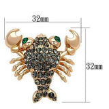 LO2851 - Flash Rose Gold White Metal Brooches with Top Grade Crystal in Emerald - Alamode - Flyclothing LLC