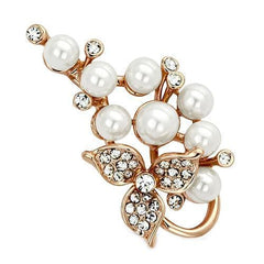 LO2853 - Flash Rose Gold White Metal Brooches with Synthetic Pearl in White