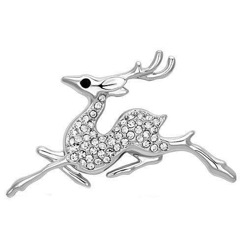 LO2858 - Imitation Rhodium White Metal Brooches with Top Grade Crystal in Clear - Alamode - Flyclothing LLC