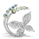 LO2861 - Flash Gold White Metal Brooches with Top Grade Crystal in Aurora Borealis (Rainbow Effect) - Alamode - Flyclothing LLC