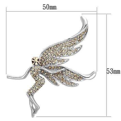LO2862 - Imitation Rhodium White Metal Brooches with Top Grade Crystal in Champagne - Alamode - Flyclothing LLC