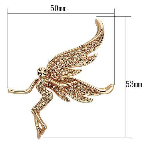 LO2863 - Flash Rose Gold White Metal Brooches with Top Grade Crystal in Champagne - Alamode - Flyclothing LLC