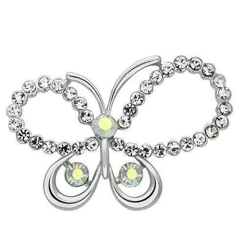 LO2864 - Imitation Rhodium White Metal Brooches with Top Grade Crystal  in Aurora Borealis (Rainbow Effect) - Alamode