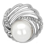 LO2866 - Imitation Rhodium White Metal Brooches with Synthetic Pearl in White - Alamode