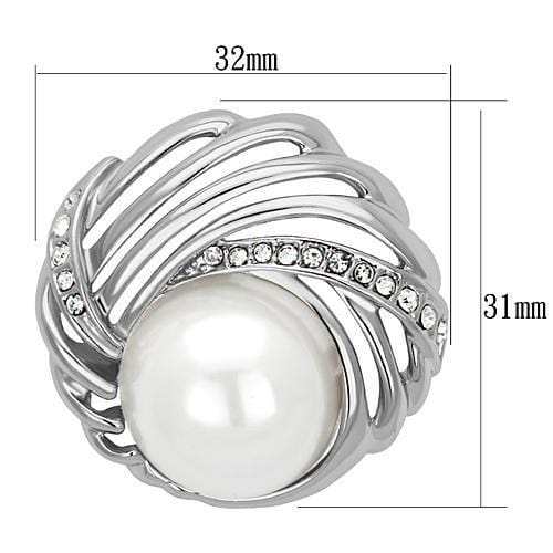 LO2866 - Imitation Rhodium White Metal Brooches with Synthetic Pearl in White - Alamode - Flyclothing LLC