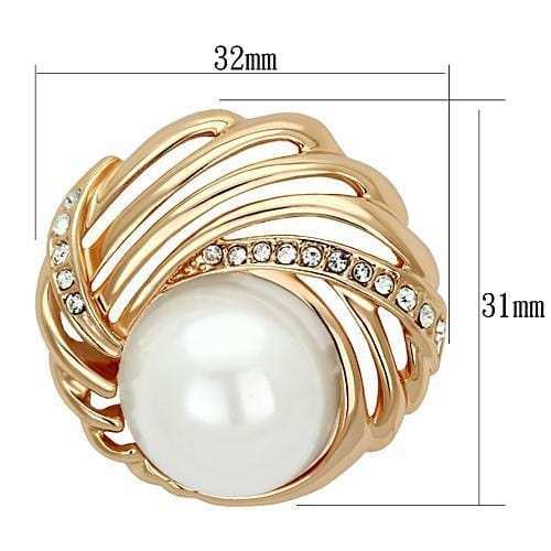 LO2867 - Flash Rose Gold White Metal Brooches with Synthetic Pearl in White - Alamode - Flyclothing LLC