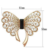 LO2869 - Flash Rose Gold White Metal Brooches with Synthetic Pearl in Jet - Alamode - Flyclothing LLC