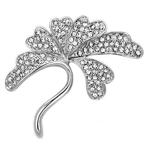 LO2874 - Imitation Rhodium White Metal Brooches with Top Grade Crystal in Clear - Alamode - Flyclothing LLC