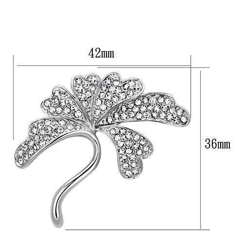 LO2874 - Imitation Rhodium White Metal Brooches with Top Grade Crystal in Clear - Alamode - Flyclothing LLC