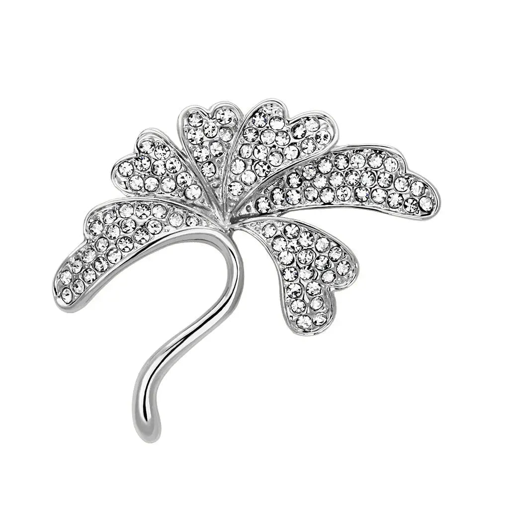 LO2875 - Flash Rose Gold White Metal Brooches with Top Grade Crystal in Clear - Alamode - Flyclothing LLC