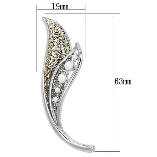 LO2876 - Imitation Rhodium White Metal Brooches with Synthetic Pearl in White - Alamode - Flyclothing LLC